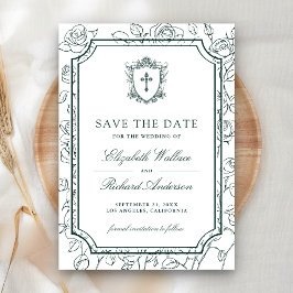 Reserve A Data Casamento Católico Branco Vitoriano e Verde Esmera