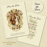 Reserve A Data Casamento Católico Tradicional Elegante Vintage<br><div class="desc">Este é um belo vintage católico tradicional "Salve a Data" com a imagem vintage da Mãe e Rua Abençoadas. José em um quadro de ouro com flores de cereja e um fundo leve de renda. Um verso das escrituras está abaixo. Texto e design podem ser modificados. Oferecemos também convites para...</div>