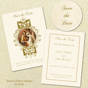 Reserve A Data Casamento Católico Vintage Elegante Salve a Data
