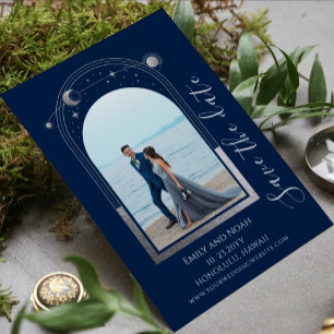 Reserve A Data Casamento Celestial Azul Místico Prata