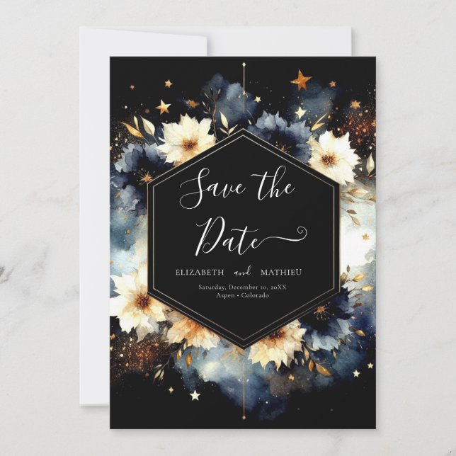 Reserve A Data Casamento Celestial das Estrelas Minimalistas (Frente)