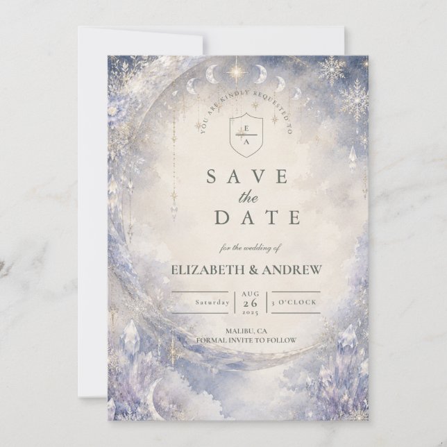 Reserve A Data Casamento Celestial de Inverno Etéreo (Frente)