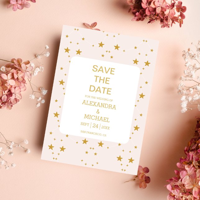 Reserve A Data Casamento Celestial Elegante com Rosa e Dourado (Criador carregado)