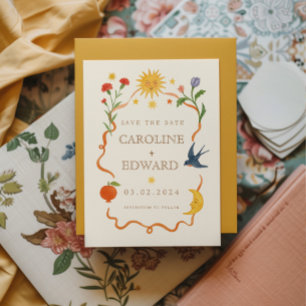 Reserve A Data Casamento Celestial Folk pintado à mão