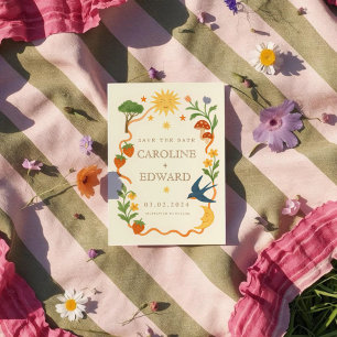 Reserve A Data Casamento Celestial Folk pintado à mão