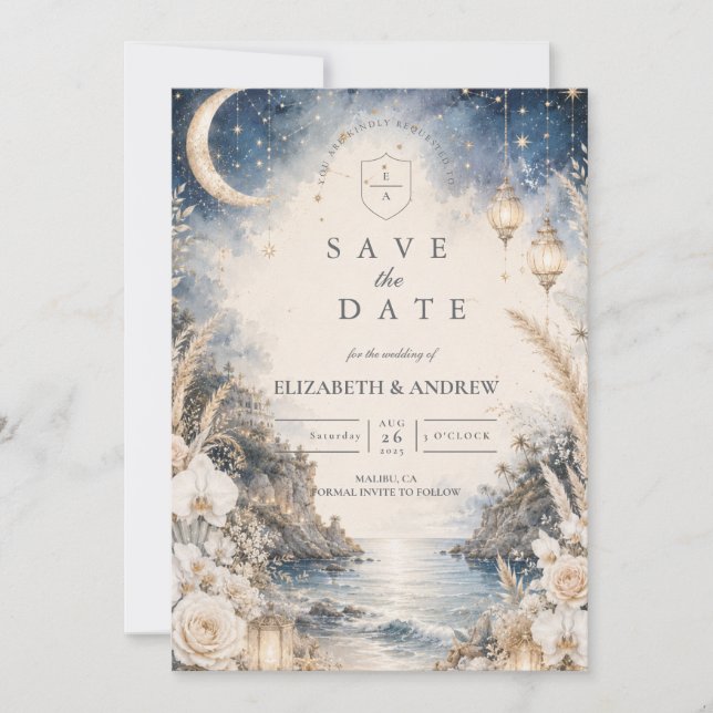 Reserve A Data Casamento Celestial na Praia Etérea (Frente)