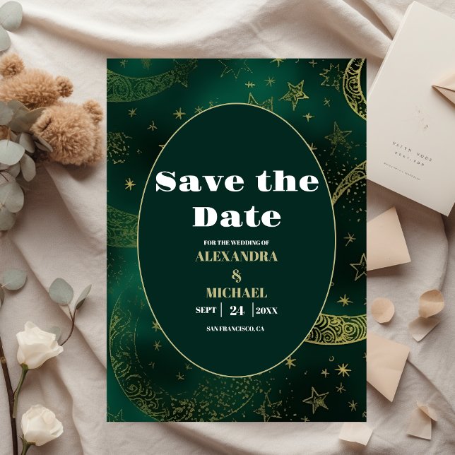 Reserve A Data Casamento Celestial Ouro Verde Esmeralda (Criador carregado)