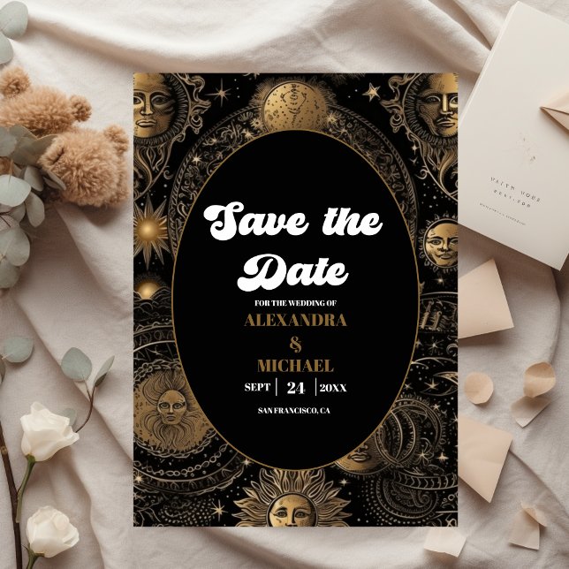 Reserve A Data Casamento Celestial Preto e Dourado (Criador carregado)