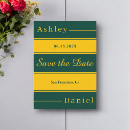 Reserve A Data Casamento Chic De Rico Verde E Dourado Elegante