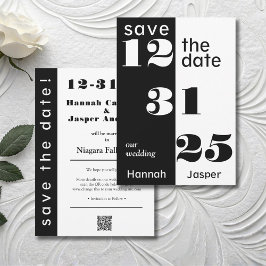 Reserve A Data Casamento Chic em Preto e Branco na Véspera de Ano