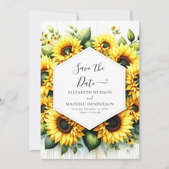 Reserve A Data Casamento Chic Field Sunflower (Frente)
