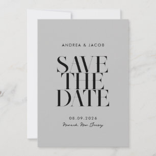Reserve A Data Casamento Chic Moderno Minimalista de Negra e Cinz