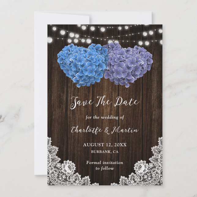 Reserve A Data Casamento Chic Purple e Blue Floral (Frente)