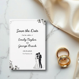 Reserve A Data Casamento Chic Simples De Casal Branco E Preto Ele