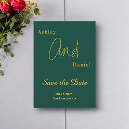 Reserve A Data Casamento Chic Simples E Verde E Dourado Moderno E