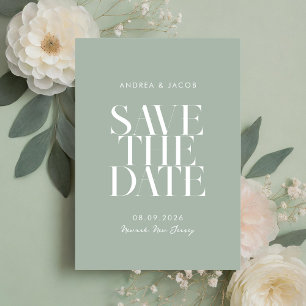 Reserve A Data Casamento Chic Verde Salvia Minimalista Moderno