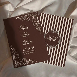 Reserve A Data Casamento Chic Vintage Dinheiro Antigo Marrom Escu