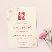 Casamento chinês floral vermelho e bege Boho