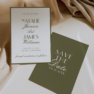 Reserve A Data Casamento Clássico Boho de Velho Dinheiro em Oliva