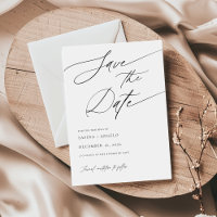 Casamento Clássico Branco e Preto de Script Elegan