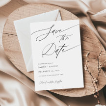 Casamento Clássico Branco e Preto de Script Elegan