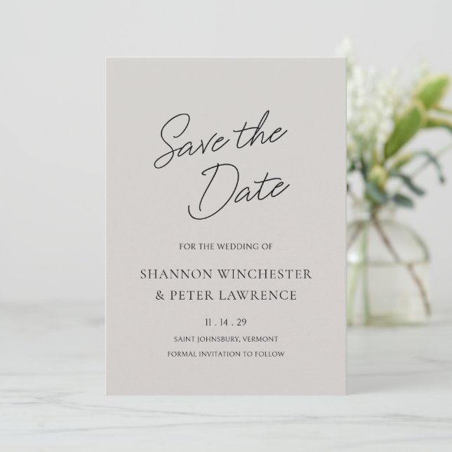 Reserve A Data Casamento Clássico Cinza Elegante (Em pé/Frente)