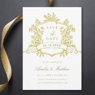 Reserve A Data Casamento Clássico de Crest Clássico Dourado