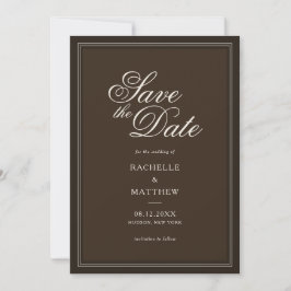 Reserve A Data Casamento Clássico Dinheiro Antigo Marrom Escuro