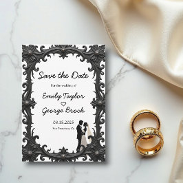 Reserve A Data Casamento Clássico Elegante Romântico Negro E Bran
