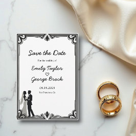 Reserve A Data Casamento Clássico Elegante Romântico Negro E Bran