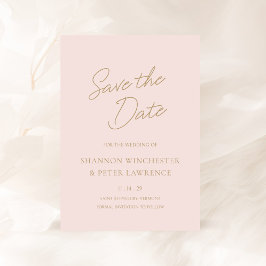 Reserve A Data Casamento Clássico Elegante Rosa e Dourado