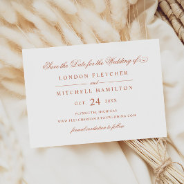 Reserve A Data Casamento Clássico Elegante Terracotta Orange