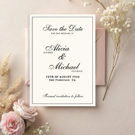 Reserve A Data Casamento clássico formal e elegante em preto e ma