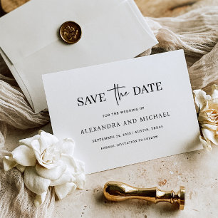 Reserve A Data Casamento Clássico Minimalista Preto e Branco