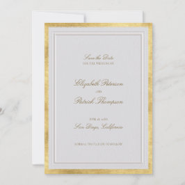 Reserve A Data Casamento Clássico Moderno Dourado Marfim Formal E