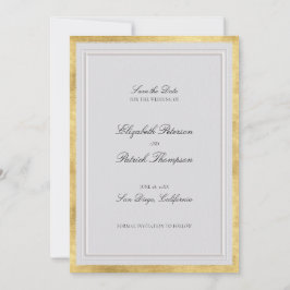 Reserve A Data Casamento Clássico Moderno Formal Dourado Marfim