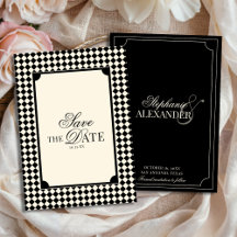 Casamento Clássico Preto e Marfim Xadrez Dinheiro 