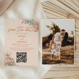Reserve A Data Casamento Código QR Boho Elegante