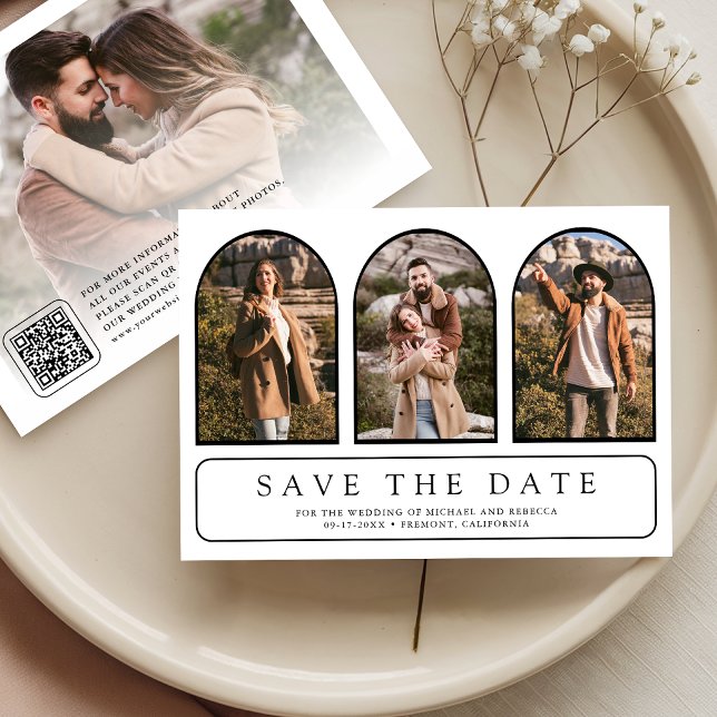 Reserve A Data Casamento Código QR de Colagem de Fotos em Arco Mi (Criador carregado)