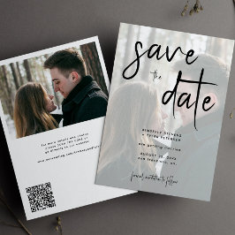 Reserve A Data Casamento código QR de foto simples script moderno
