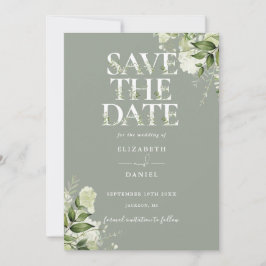 Reserve A Data Casamento Código QR de Tipografia Floral de Verde