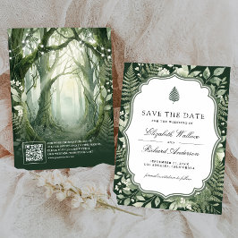 Reserve A Data Casamento Código QR Floresta Encantada Aquarela