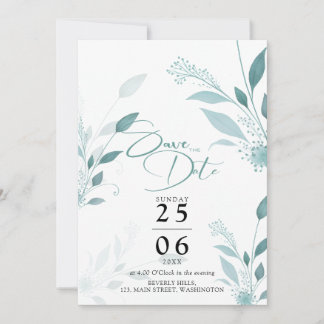 Reserve A Data Casamento Código QR Foto Azul Eucalipto Teal