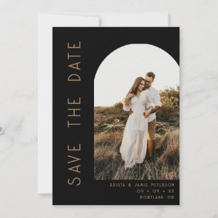 Reserve A Data Casamento Código QR Foto Minimalista Preto e Bege