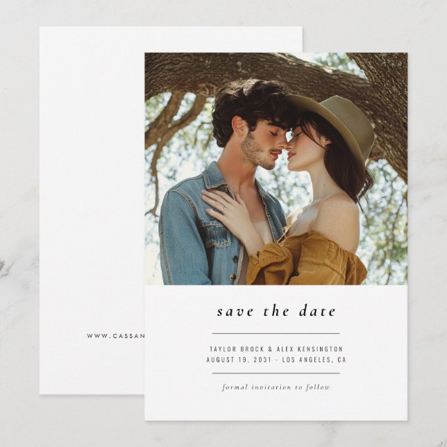 Reserve A Data Casamento Código QR Fotográfico Simples Minimalist (Frente/Verso)