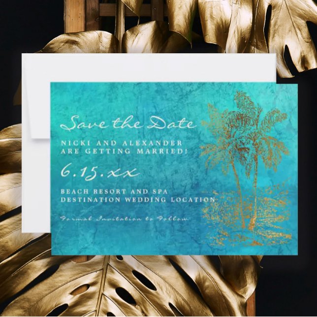 Reserve A Data Casamento Coentro Dourado Tropical Salve Nossa Dat (Criador carregado)
