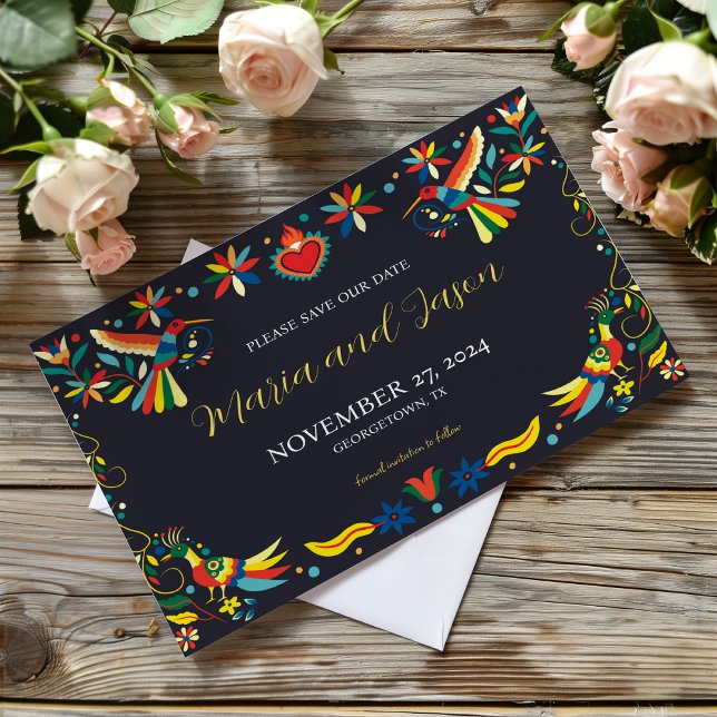 Reserve A Data Casamento Colorido Mexicano Cinco de Mayo Fiesta (Mexican Colorful Cinco de Mayo Fiesta Wedding Save The Date)