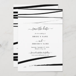 Reserve A Data Casamento com Abstrato branco preto moderno