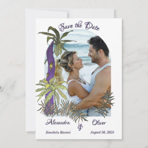 Reserve A Data Casamento com Aguarela de Floresta Tropical Dourad