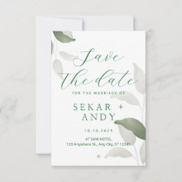 Reserve A Data Casamento com aquarela botânica